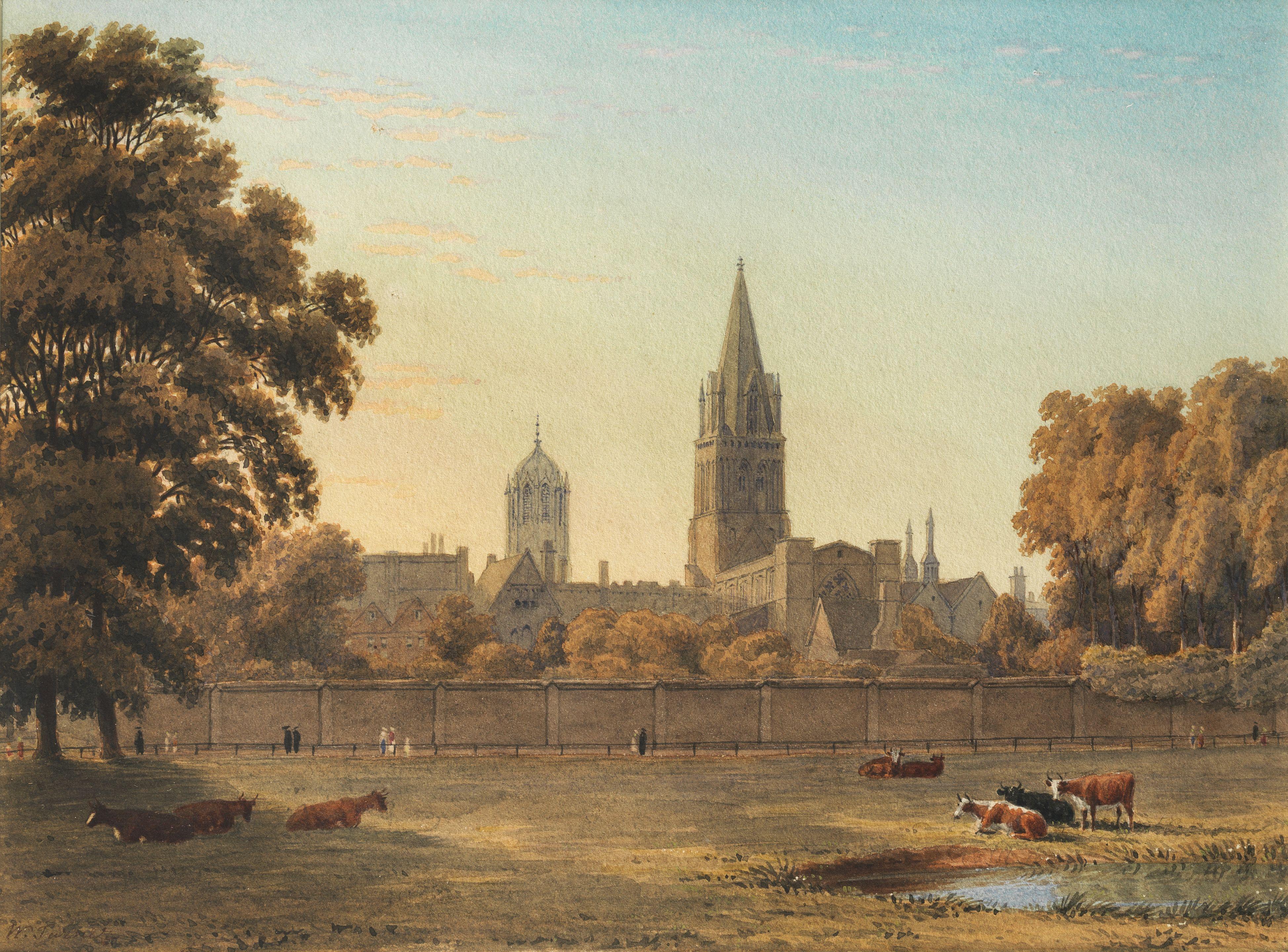 William Turner Of Oxford OWS - A View Of Christ Church, Oxford From Merton Field