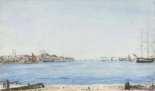 William Turner of Oxford, P.O.W.S. - Rochester Castle and Bridge from the River Medway, Kent