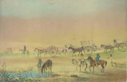 William W. Armstrong - A Wagon Train Crossing The Plains