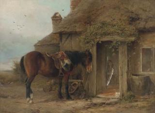 William W. Gosling - A pony before a cottage