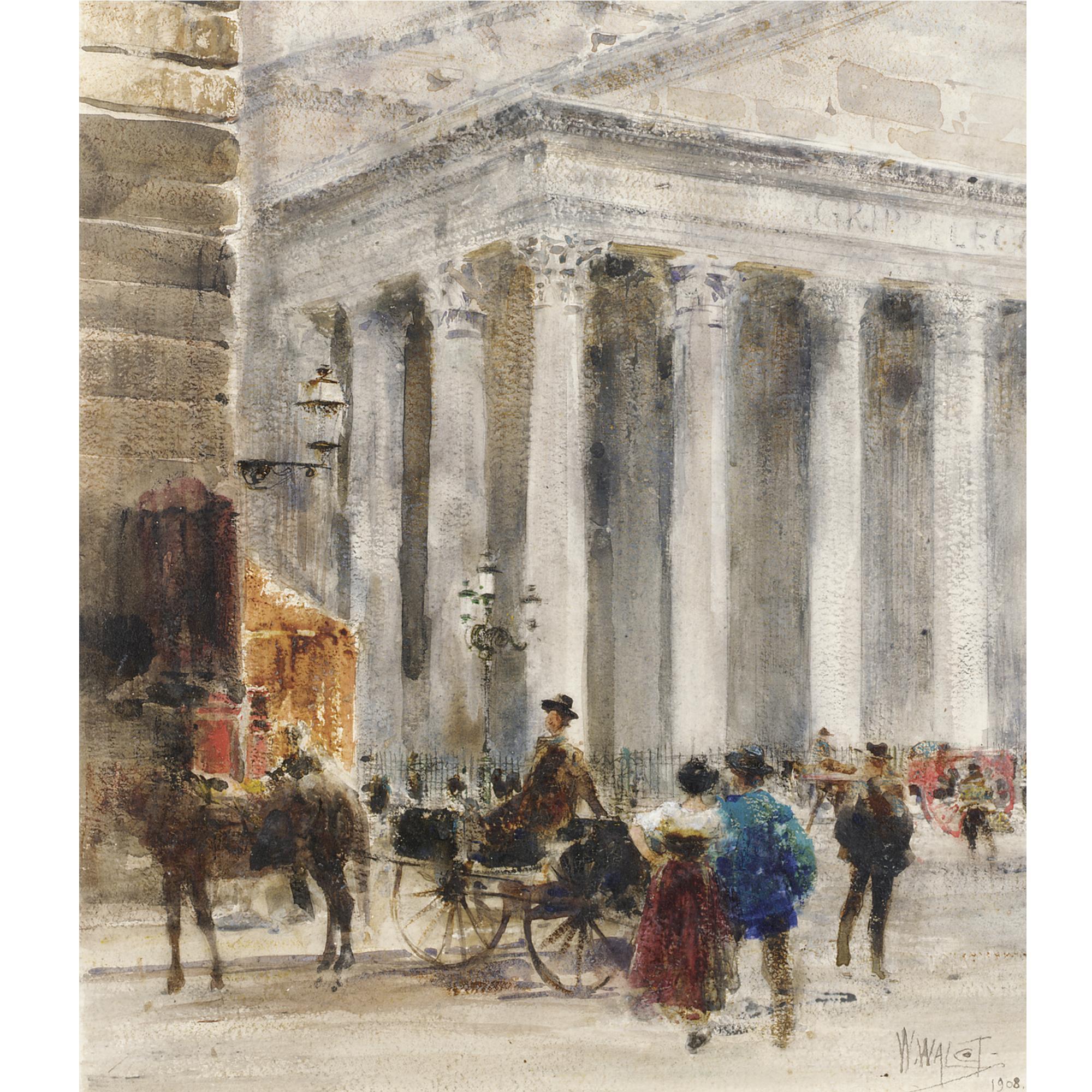 William Walcot R.B.A., R.E. - Horse And Carriage At The Royal Exchange