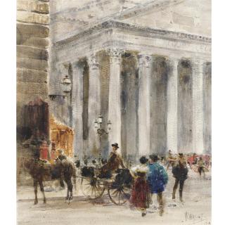 William Walcot R.B.A., R.E. - Horse And Carriage At The Royal Exchange