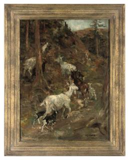 William Walls, R.S.A., R.S.W. - Goats in a mountainous landscape