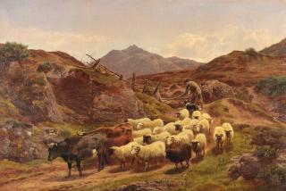 William Watson - Drover and cattle in the highlands