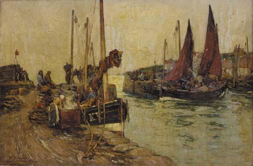 William Watt Milne - Unloading the catch, East Coast Fife