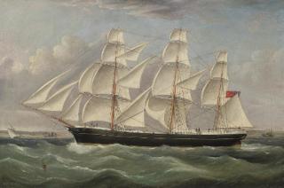 William Webb - A British merchantman under full canvas in a stiff breeze