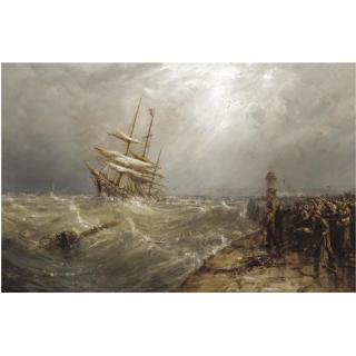 William Webb - Entering The Harbour In Stormy Weather