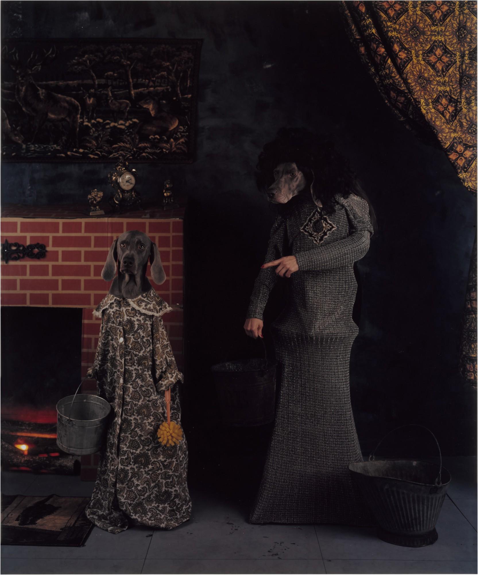 William Wegman - Untitled (Fireplace with Cinderella and Stepmother) (from Cinderella)