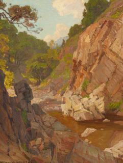 William Wendt - A Pool Beneath Canyon Walls