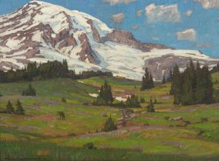 William Wendt - Early Spring (Wildflowers Beneath Mount Rainier)
