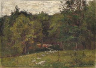 William Wendt - Geese In A Clearing