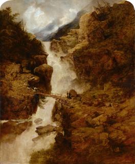 William West - Waterfall and road to the saeter