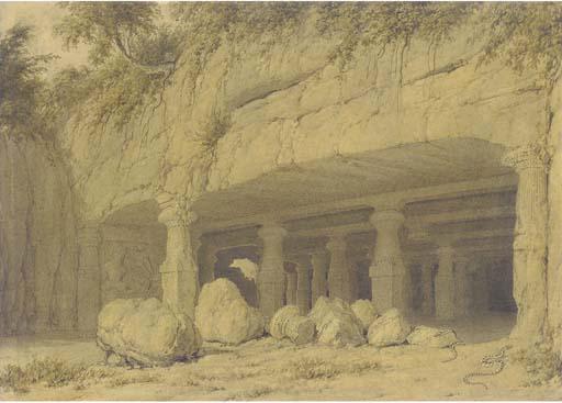 William Westall, A.R.A. - Entrance of The Great Cave Temple of Elephanta, Near Bombay