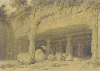 William Westall, A.R.A. - Entrance of The Great Cave Temple of Elephanta, Near Bombay