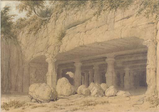 William Westall, A.R.A. - The entrance to the cave at Elephanta, Bombay
