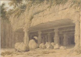 William Westall, A.R.A. - The entrance to the cave at Elephanta, Bombay