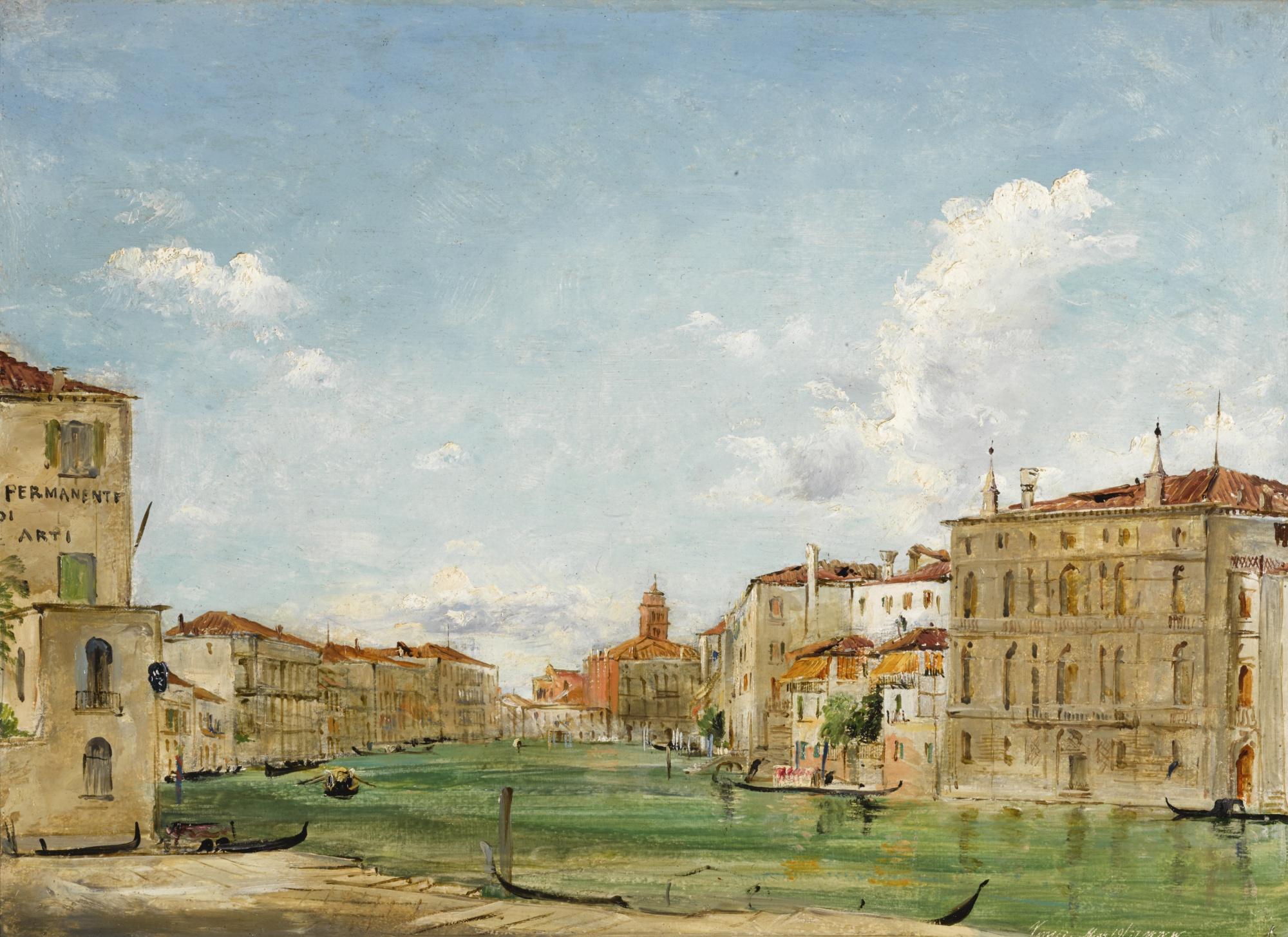William White Warren - A View Of The Grand Canal, Venice, With Palazzo Corner To The Right