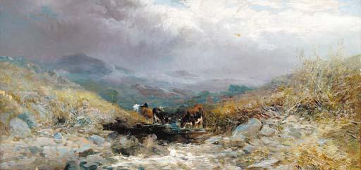 William Widgery - Highland Cattle Watering At A Stream