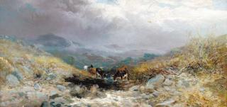William Widgery - Highland Cattle Watering At A Stream