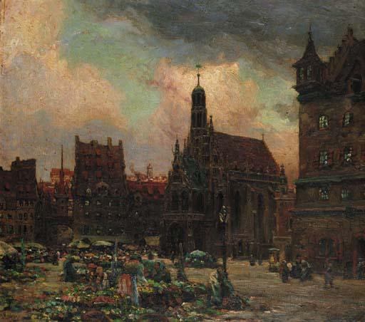 William Wiehe Collins, R.I. - The Market Place and Frauenkirche, Nuremberg, Germany