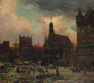 William Wiehe Collins, R.I. - The Market Place and Frauenkirche, Nuremberg, Germany