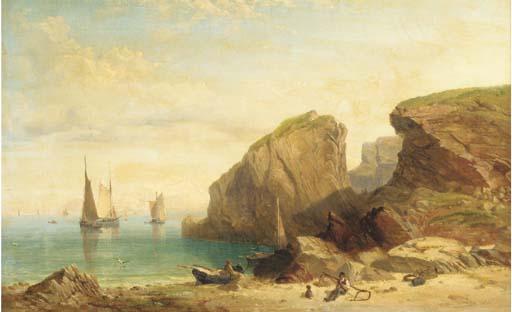 William Williams Of Plymouth - Figures in a peaceful cove