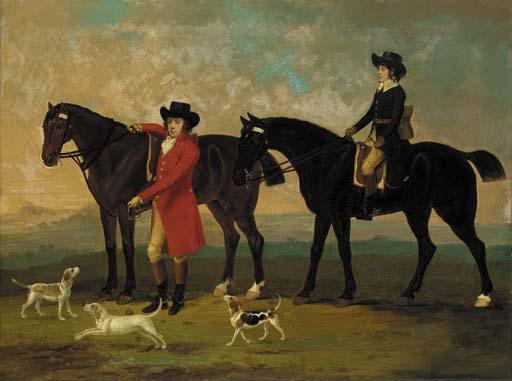 William Williams - William Trow Esq. And His Groom With Hounds In A Landscape