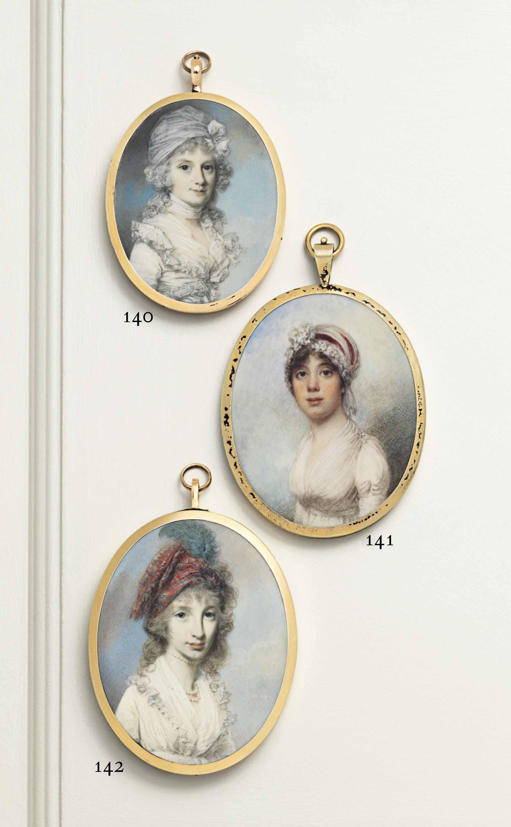 William Wood - Elizabeth Maria Waller, Née Slack (D. 1809), In White Dress And Mob-Cap Trimmed With Crimson Ribbon