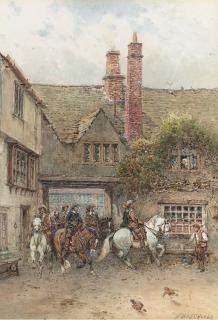 William Woodhouse - Cavaliers on horseback arriving at the inn