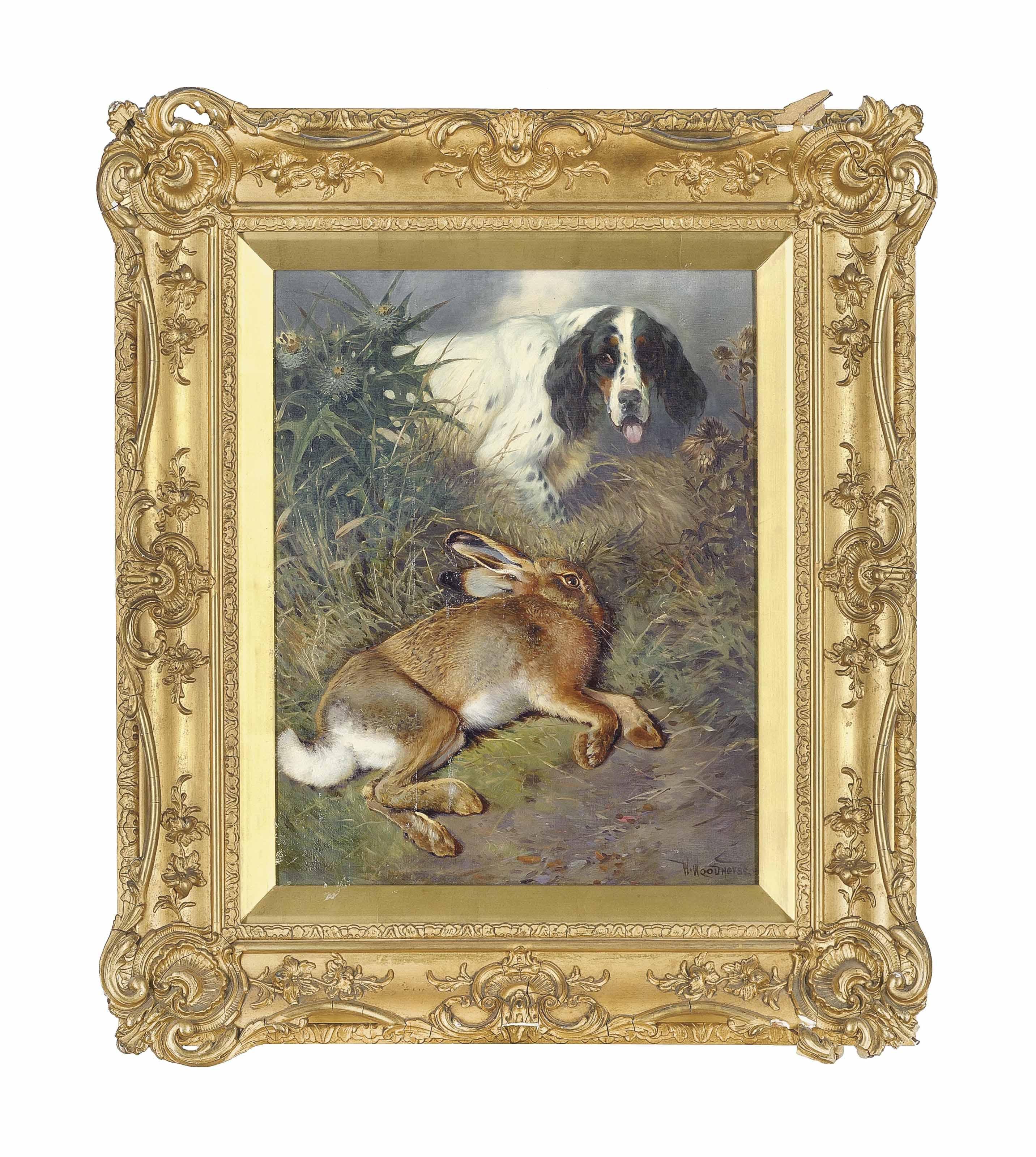 William Woodhouse - Hare and a Setter in a landscape