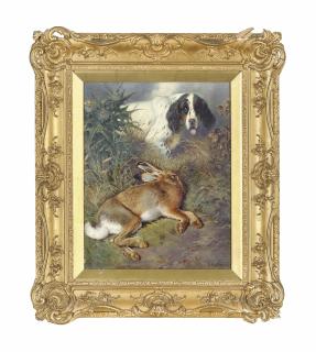 William Woodhouse - Hare and a Setter in a landscape