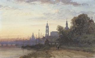 William Wyld, N.W.S. - Dresden, Germany, at sunset