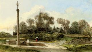 William Wyld, R.I. - Figures by a monument