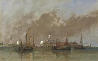 William Wyld, R.I. - On the lagoon, Venice
