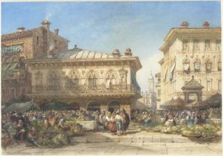 William Wyld - A flower market, Verona