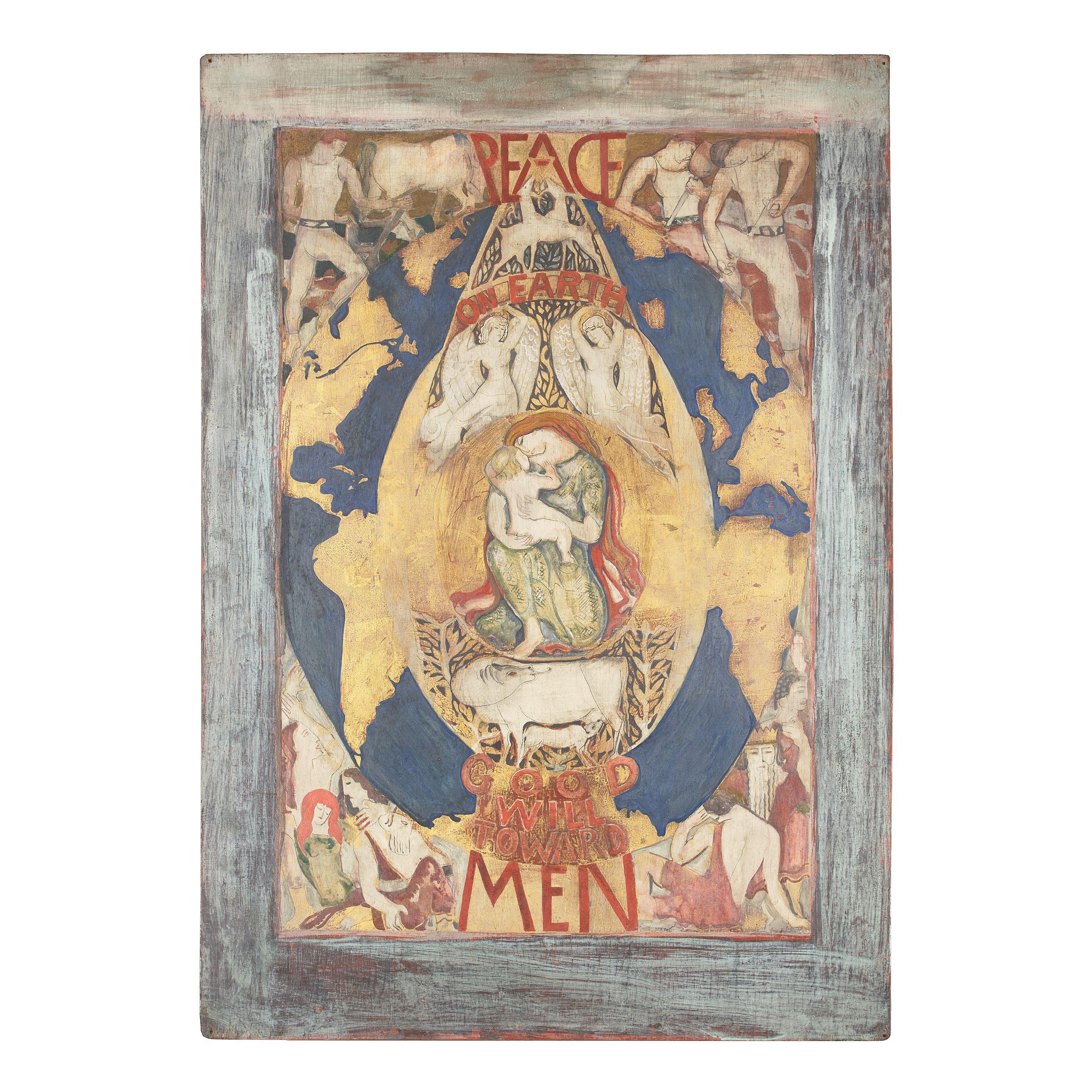 William Zorach - Peace on Earth (Christmas card design) 37 1/4 x 26 in. unframed