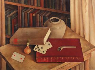 Willy Boers - A Still Life With Books And Playing Cards