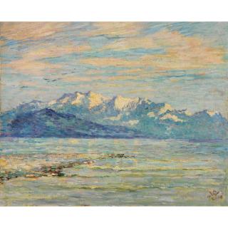Willy Herman Schlobach - Belgianseascape With Mountains In The Background