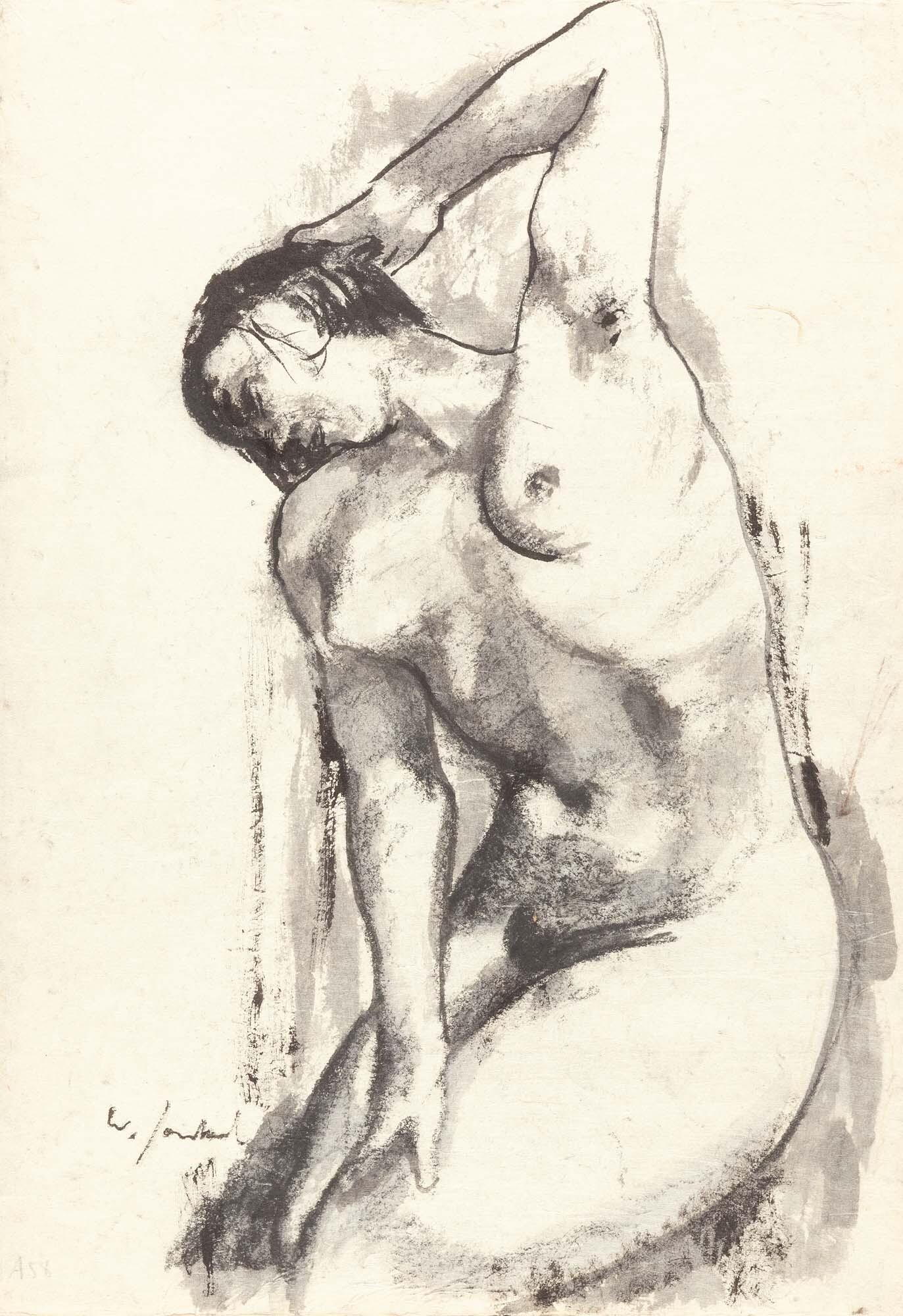 Willy Jaeckel - Akt mit abgewinkeltem Arm.