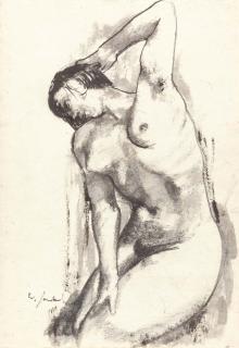 Willy Jaeckel - Akt mit abgewinkeltem Arm.