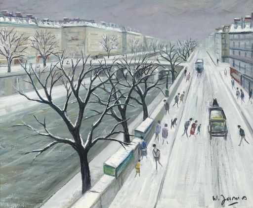Willy James - La Seine Sous La Neige Au Pont Marie