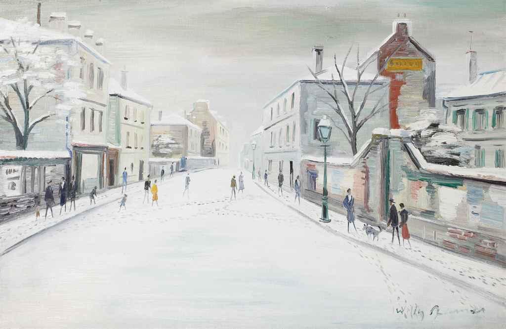 Willy James - Montmartre, Rue Cortot sous la neige