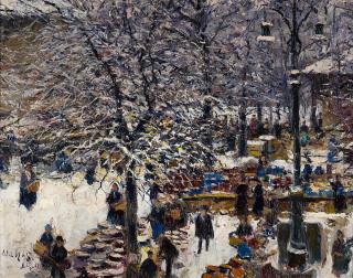 Willy Lucas - Stuttgarter Töpfermarkt im Schnee.