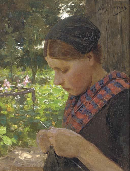Willy Martens - A Girl Knitting