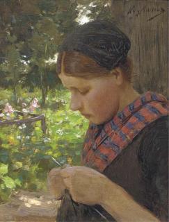 Willy Martens - A Girl Knitting