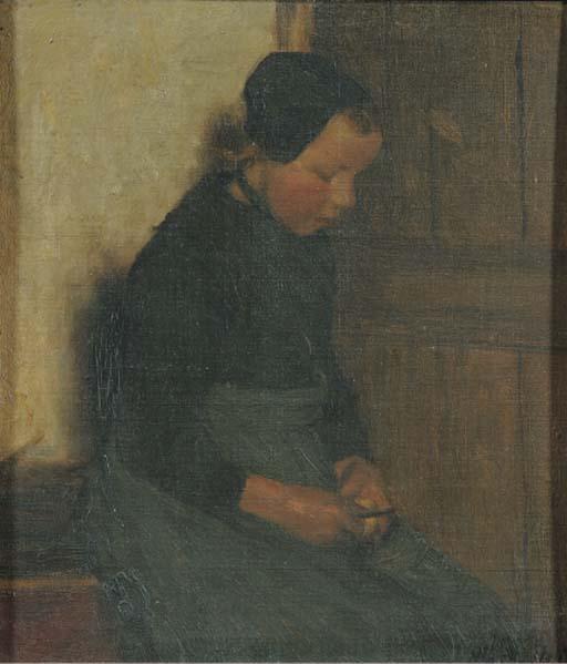 Willy Martens - In half licht: girl in an interior