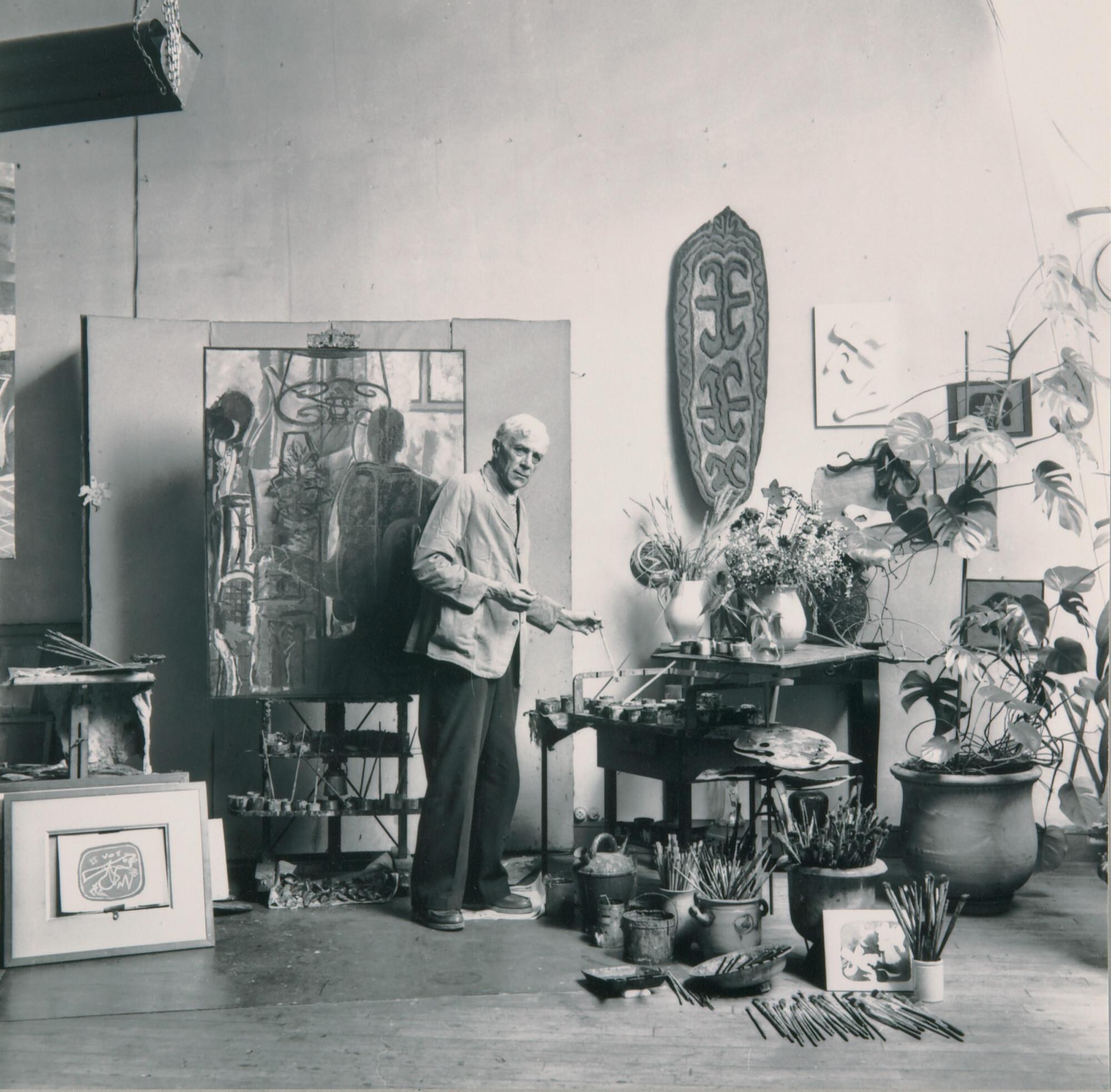 Willy Maywald - Georges Braque in seinem Atelier, Rue du Douanier, Paris.