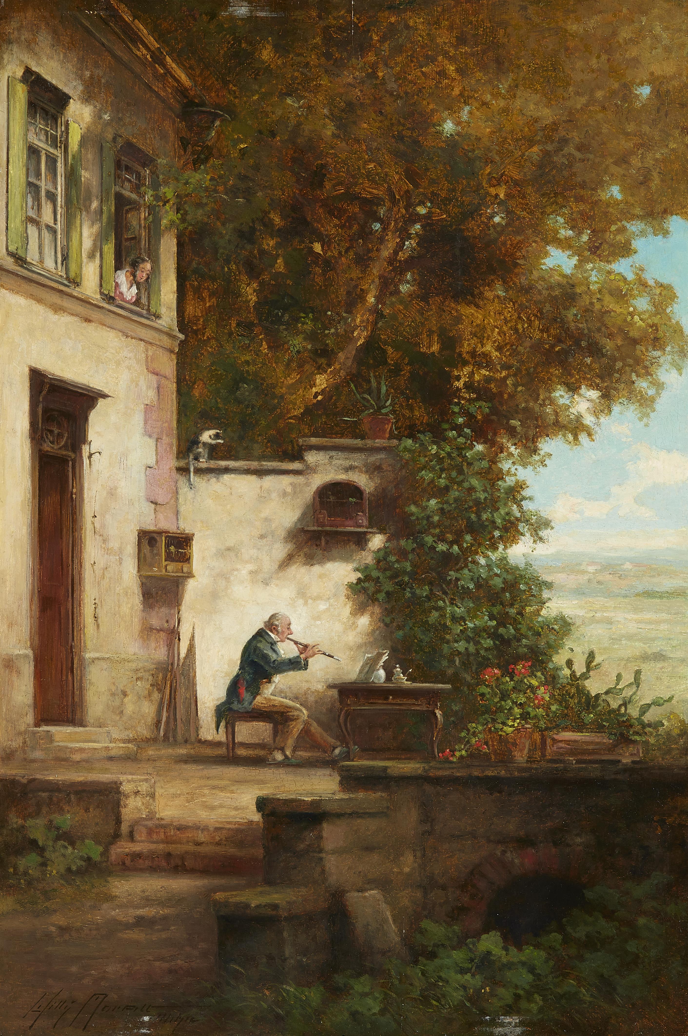 Willy Moralt - Flötenspiel am Kaffeetisch