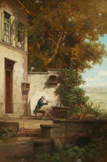 Willy Moralt - Flötenspiel am Kaffeetisch