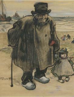 Willy Sluiter - Katwijk aan Zee: a walk on the beach with grandad